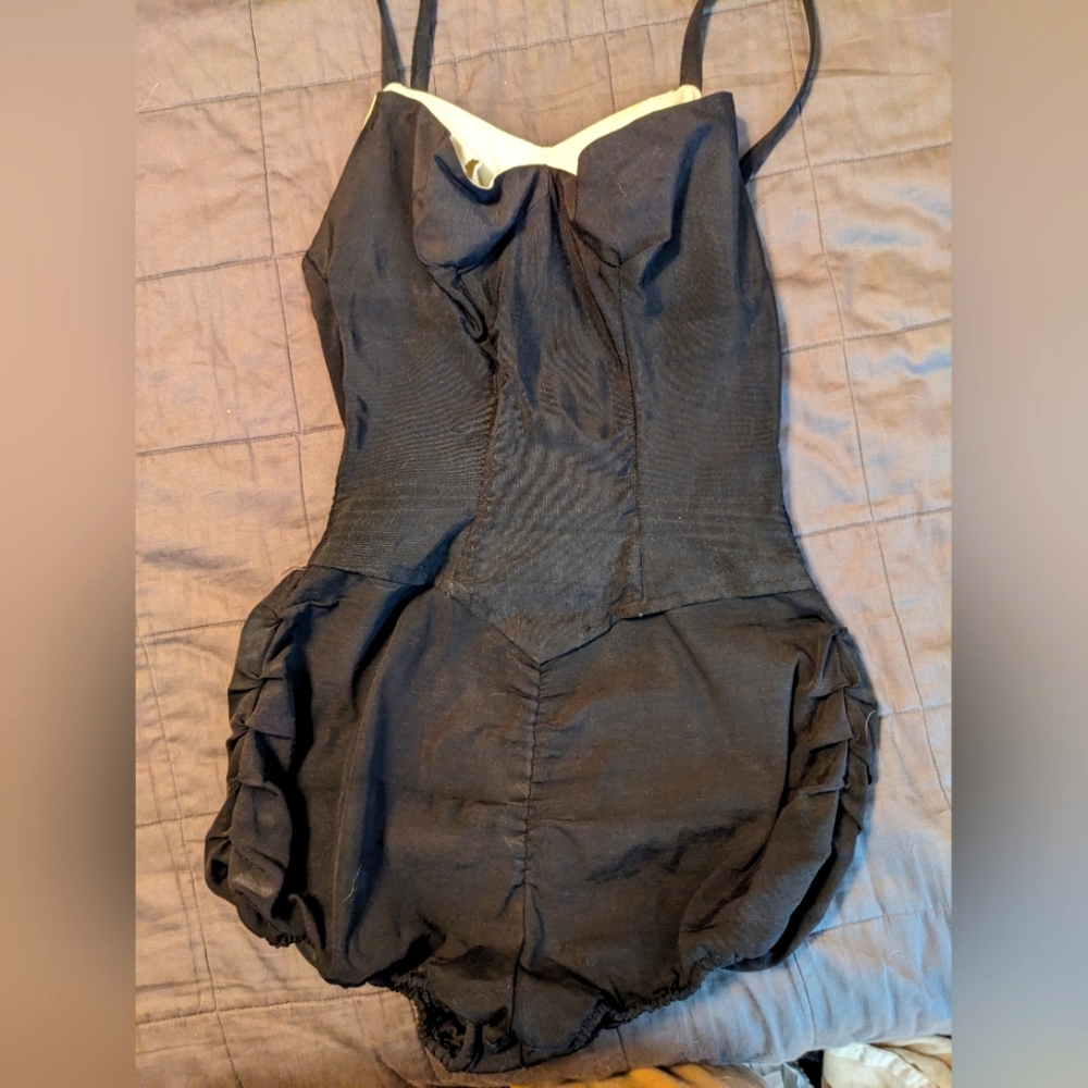 1950s Vintage Black Rose Marie Reid Swimsuit